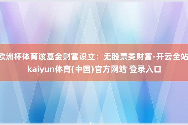 欧洲杯体育该基金财富设立：无股票类财富-开云全站·kaiyun体育(中国)官方网站 登录入口