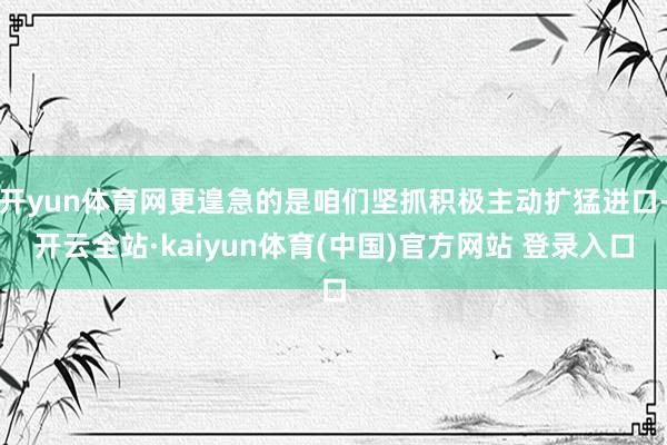 开yun体育网更遑急的是咱们坚抓积极主动扩猛进口-开云全站·kaiyun体育(中国)官方网站 登录入口