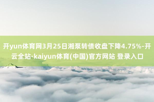 开yun体育网3月25日湘泵转债收盘下降4.75%-开云全站·kaiyun体育(中国)官方网站 登录入口